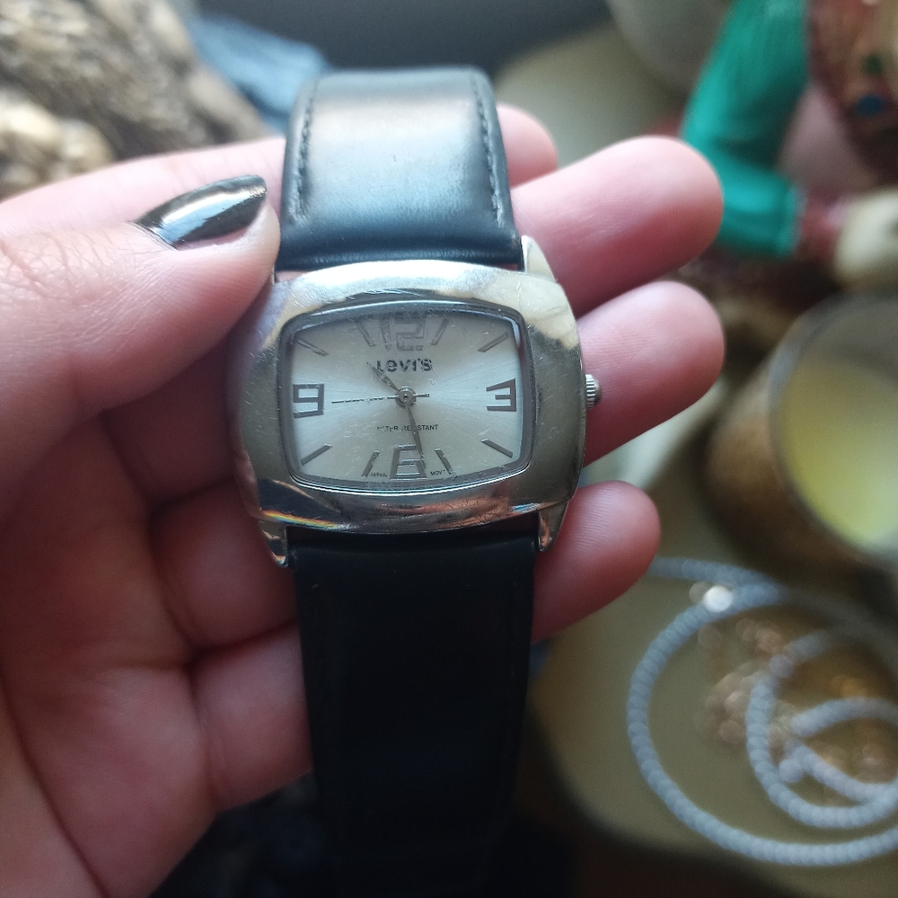 Savoy Silver and Black Leather Watch